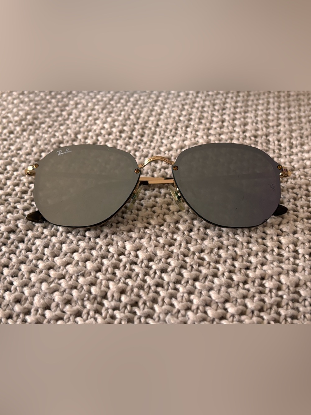 Ray-Ban Women's Gold Frame Sunglasses with Mirrored Lenses